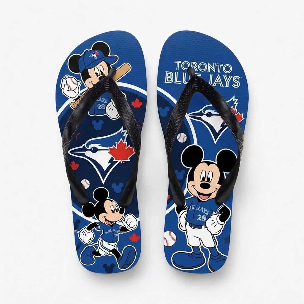 Cartoon Mouse Baseball Flip Flops — Sport Fan Sandals | 30 Teams Available - Custom Fan Apparel Image 10