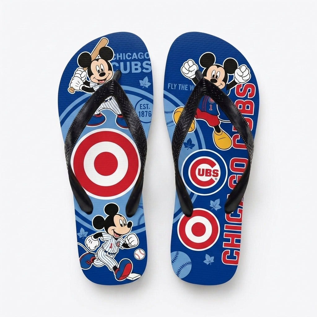 Cartoon Mouse Baseball Flip Flops — Sport Fan Sandals | 30 Teams Available