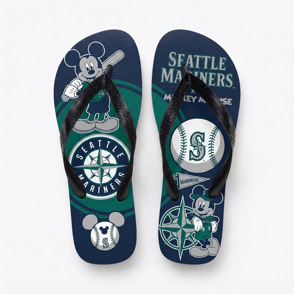 Cartoon Mouse Baseball Flip Flops — Sport Fan Sandals | 30 Teams Available - Custom Fan Apparel Image 17