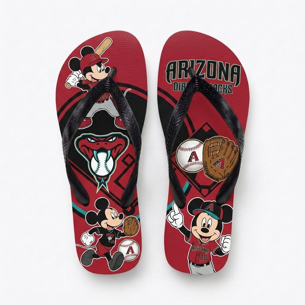 Cartoon Mouse Baseball Flip Flops — Sport Fan Sandals | 30 Teams Available