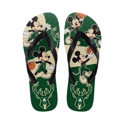 Cartoon Mouse Basketball Flip Flops — Sport Fan Sandals | 30 Teams Available - Custom Fan Apparel Image 10