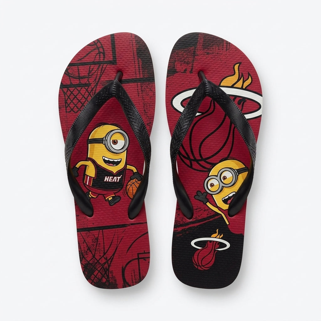 Cartoon Yellow Character Basketball Flip Flops — Sport Fan Sandals | 30 Teams Available - Custom Fan Apparel Image 13