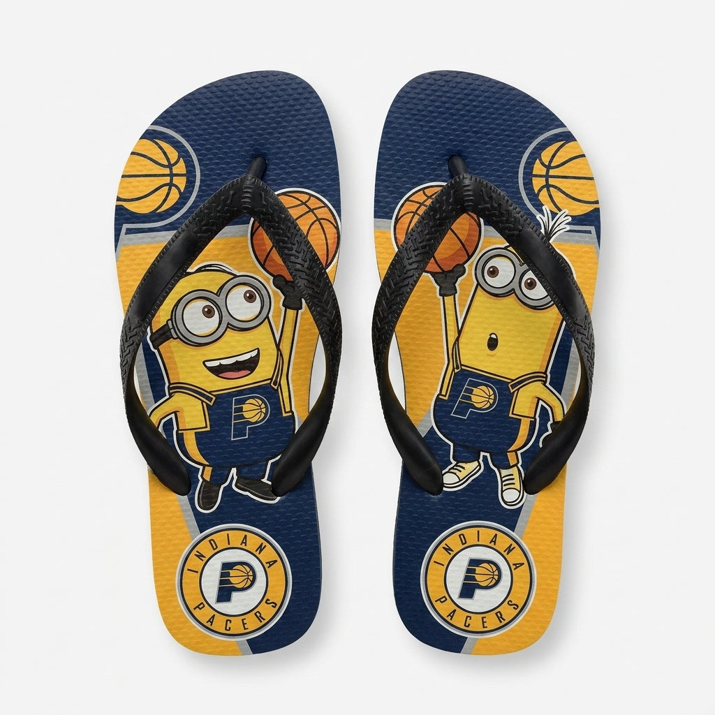 Cartoon Yellow Character Basketball Flip Flops — Sport Fan Sandals | 30 Teams Available - Custom Fan Apparel Image 9