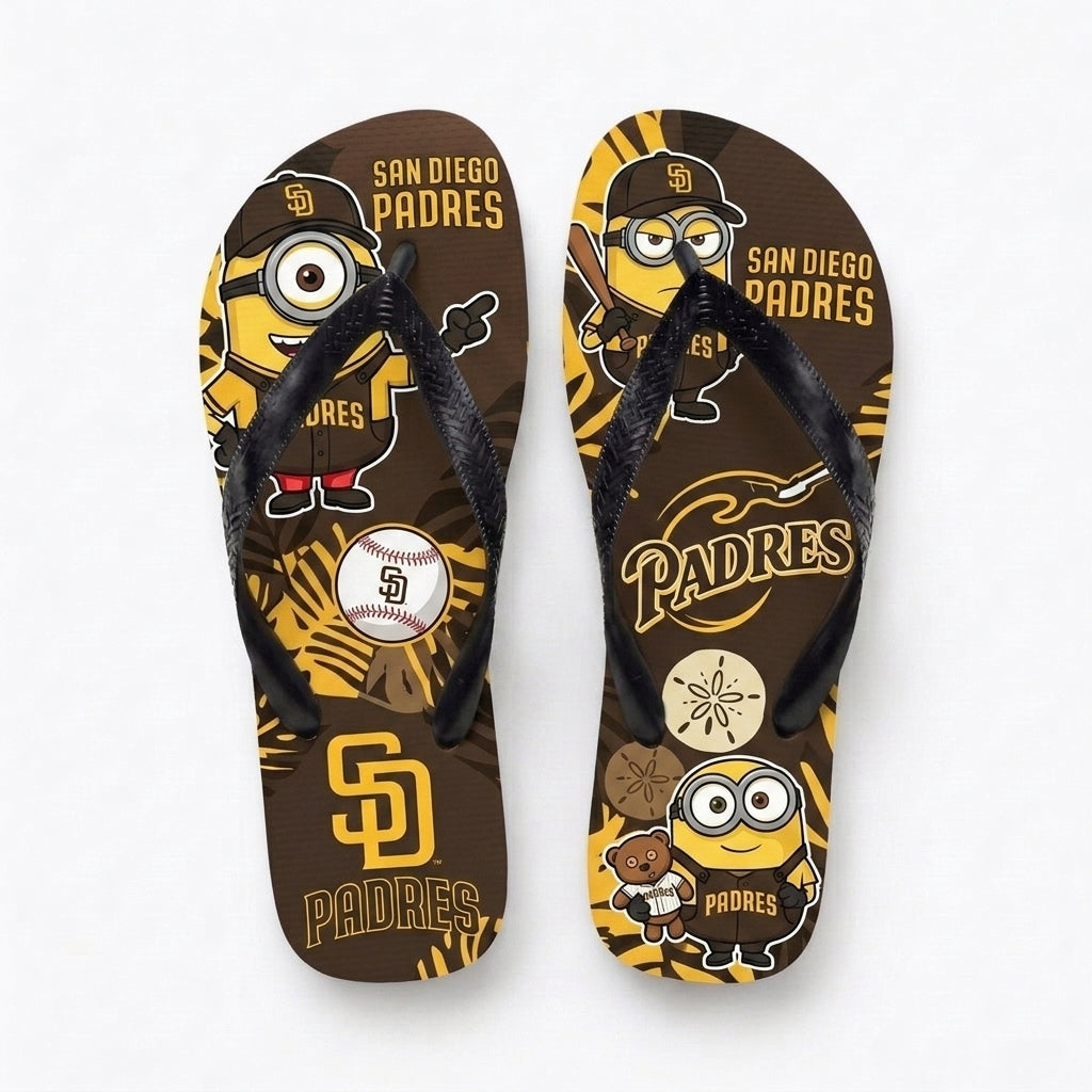 Cartoon Yellow Character Baseball Flip Flops — Sport Fan Sandals | 30 Teams Available