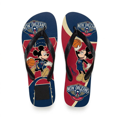 Cartoon Mouse Basketball Flip Flops — Sport Fan Sandals | 30 Teams Available