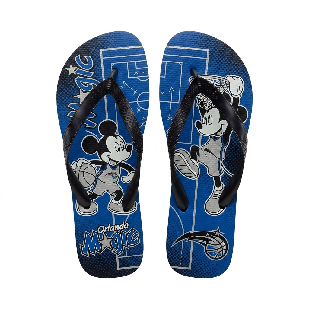 Cartoon Mouse Basketball Flip Flops — Sport Fan Sandals | 30 Teams Available - Custom Fan Apparel Image 14