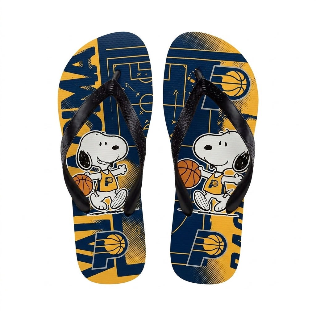 Cartoon Beagle Basketball Flip Flops — Sport Fan Sandals | 30 Teams Available - Custom Fan Apparel Image 9