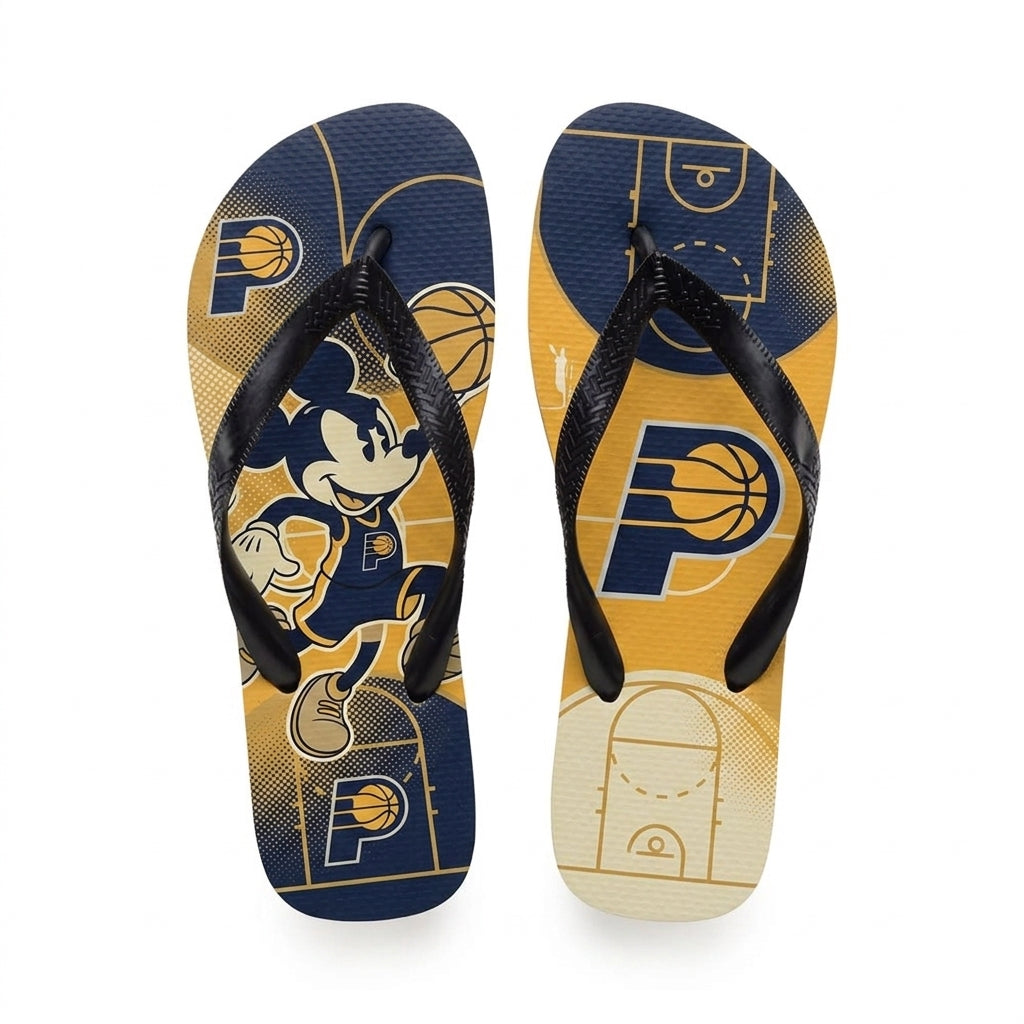 Cartoon Mouse Basketball Flip Flops — Sport Fan Sandals | 30 Teams Available - Custom Fan Apparel Image 9