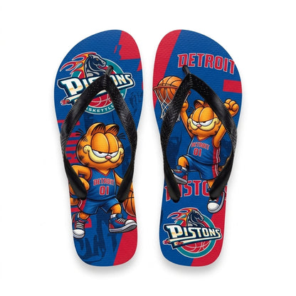 Cartoon Orange Cat Basketball Flip Flops — Sport Fan Sandals | 30 Teams Available - Custom Fan Apparel Image 8