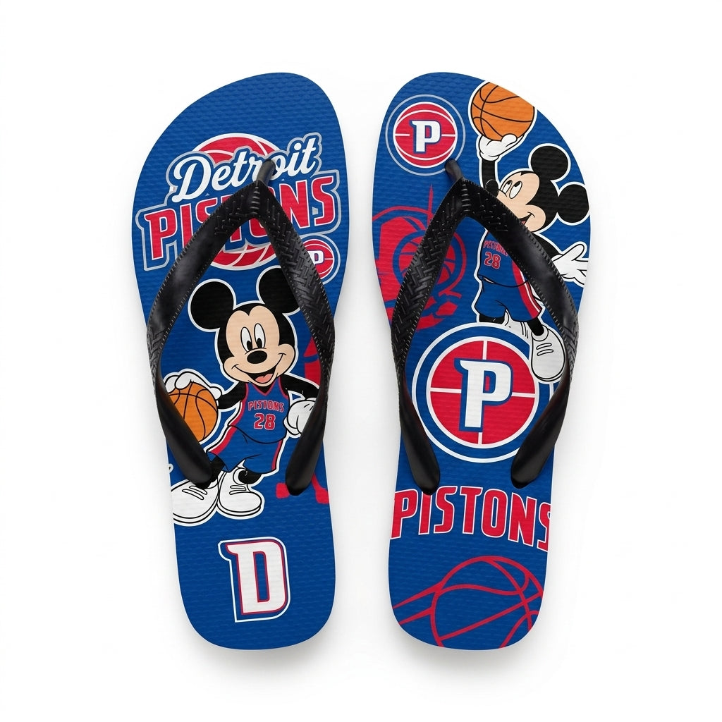 Cartoon Mouse Basketball Flip Flops — Sport Fan Sandals | 30 Teams Available - Custom Fan Apparel Image 8