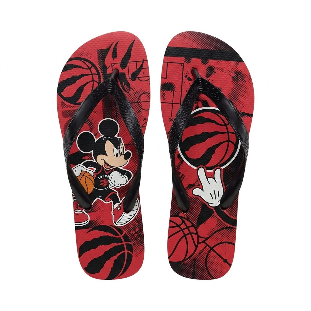 Cartoon Mouse Basketball Flip Flops — Sport Fan Sandals | 30 Teams Available - Custom Fan Apparel Image 6