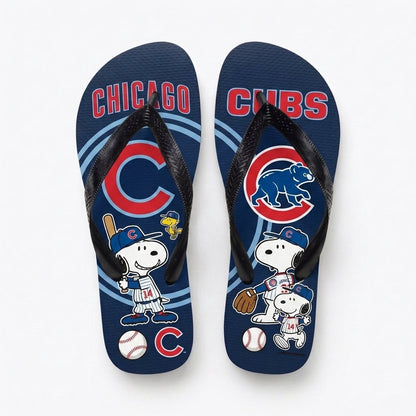 Cartoon Beagle Baseball Flip Flops — Sport Fan Sandals | 30 Teams Available