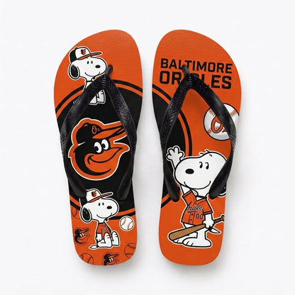 Cartoon Beagle Baseball Flip Flops — Sport Fan Sandals | 30 Teams Available - Custom Fan Apparel Image 6