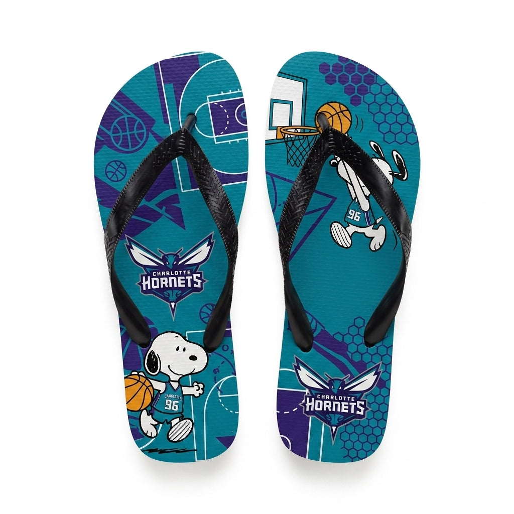 Cartoon Beagle Basketball Flip Flops — Sport Fan Sandals | 30 Teams Available - Custom Fan Apparel Image 12
