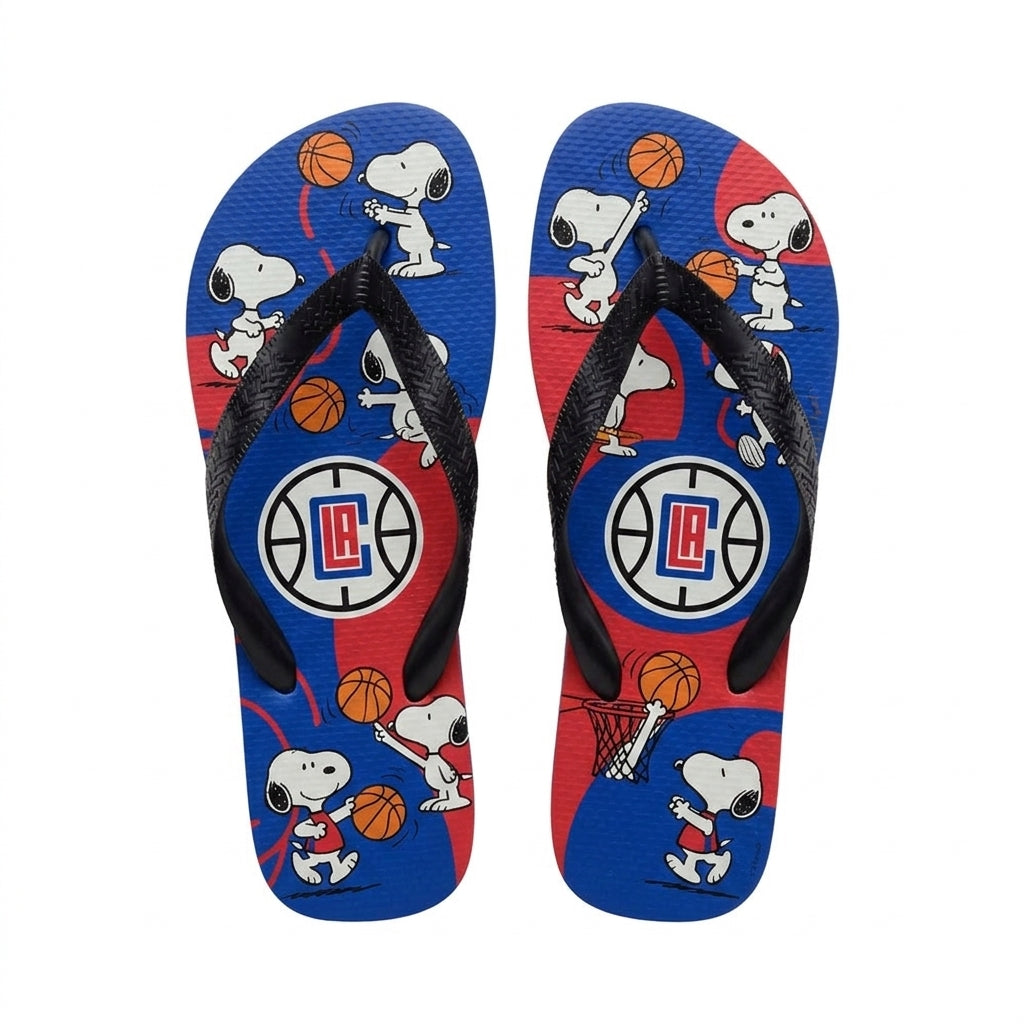 Cartoon Beagle Basketball Flip Flops — Sport Fan Sandals | 30 Teams Available
