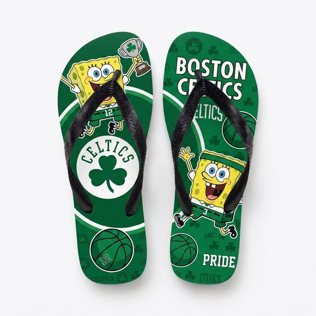 Funny Sponge Basketball Flip Flops — Sport Fan Beach Sandals | 30 Teams Available - Custom Fan Apparel Image 3