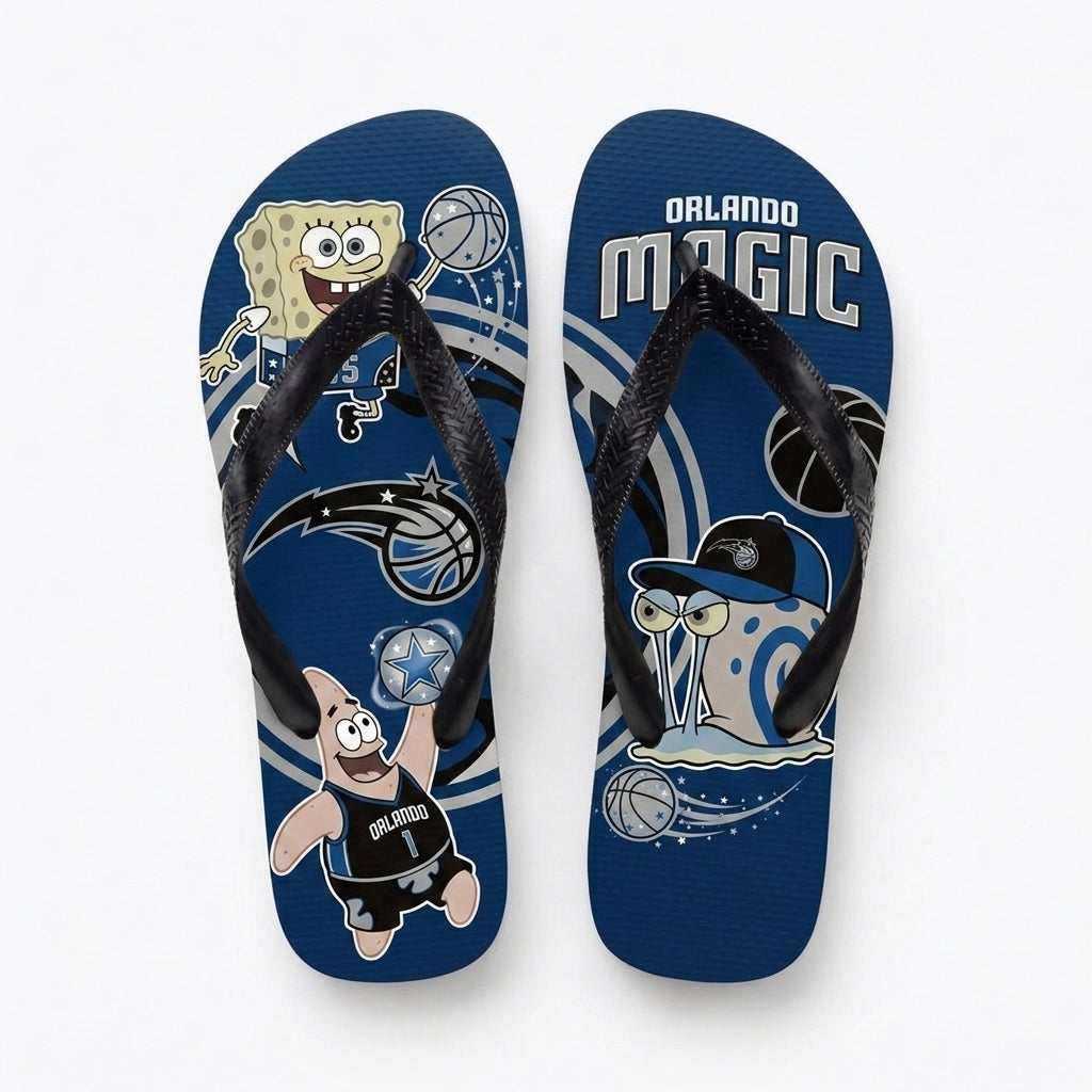 Funny Sponge Basketball Flip Flops — Sport Fan Beach Sandals | 30 Teams Available - Custom Fan Apparel Image 15