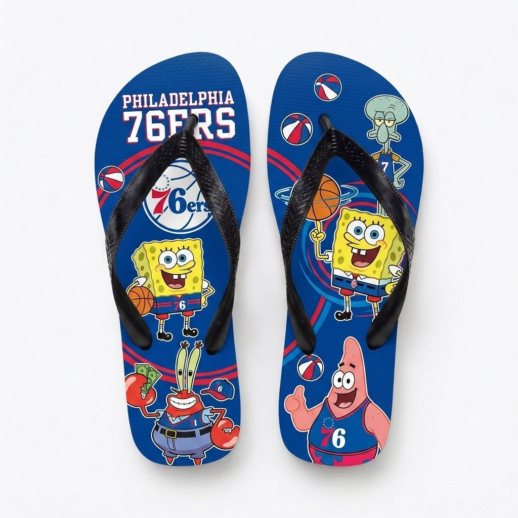 Funny Sponge Basketball Flip Flops — Sport Fan Beach Sandals | 30 Teams Available - Custom Fan Apparel Image 5