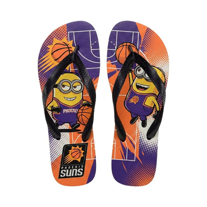 Cartoon Yellow Character Basketball Flip Flops — Sport Fan Sandals | 30 Teams Available