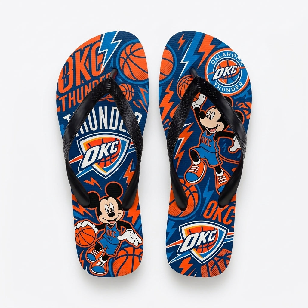 Cartoon Mouse Basketball Flip Flops — Sport Fan Sandals | 30 Teams Available - Custom Fan Apparel Image 18