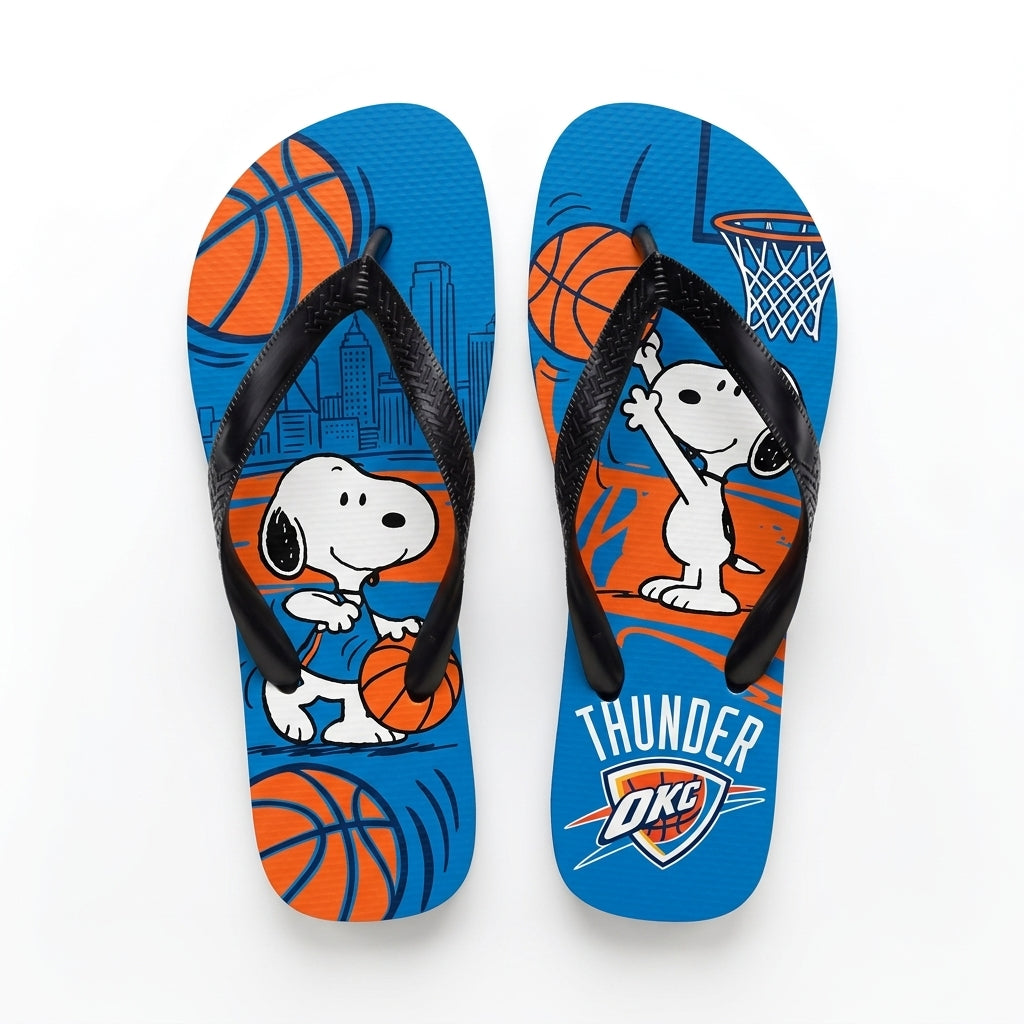 Cartoon Beagle Basketball Flip Flops — Sport Fan Sandals | 30 Teams Available - Custom Fan Apparel Image 18
