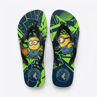 Cartoon Yellow Character Basketball Flip Flops — Sport Fan Sandals | 30 Teams Available - Custom Fan Apparel Image 17