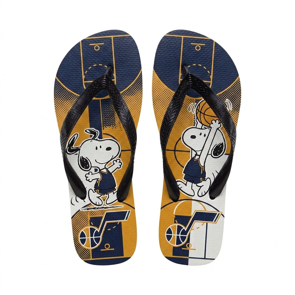 Cartoon Beagle Basketball Flip Flops — Sport Fan Sandals | 30 Teams Available - Custom Fan Apparel Image 20