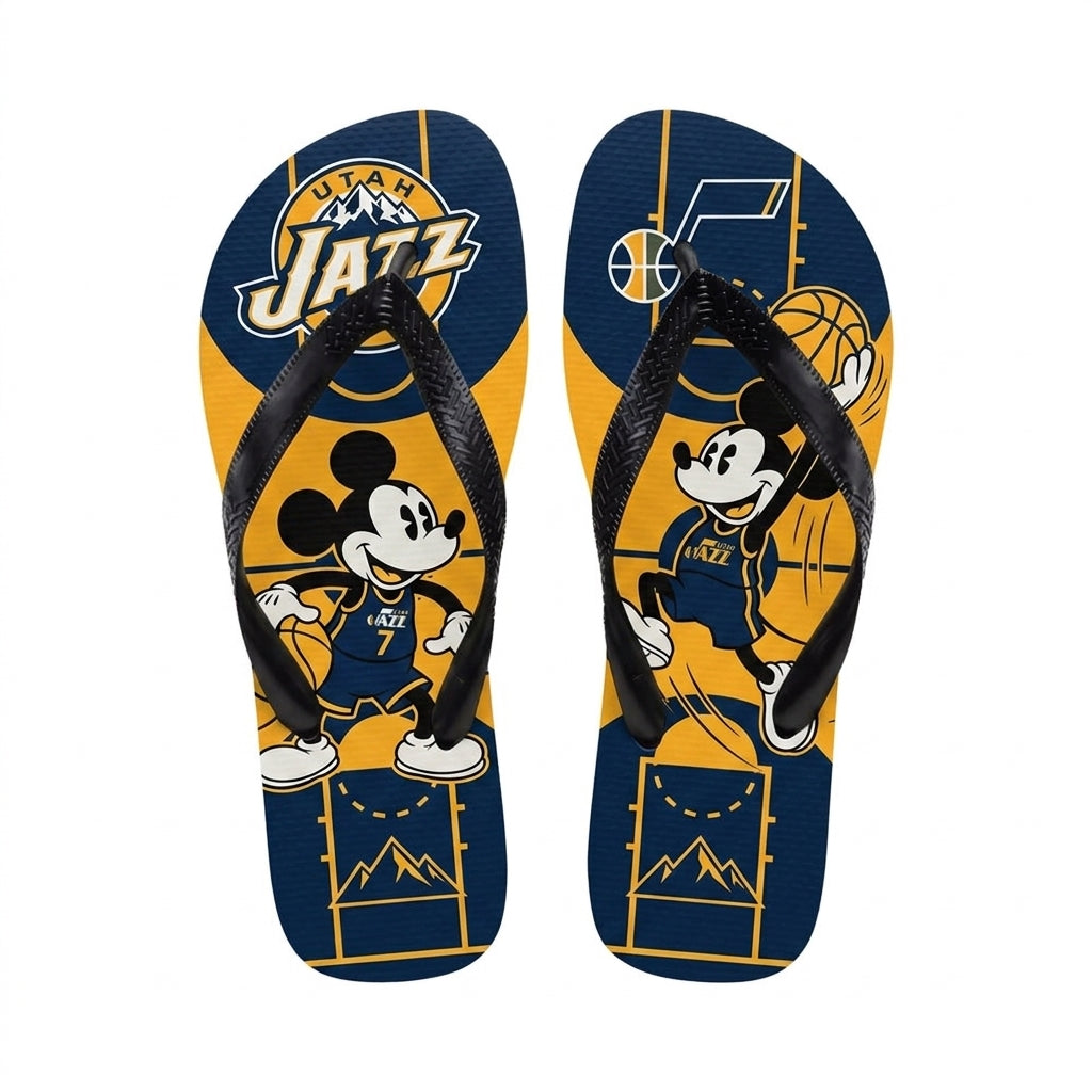 Cartoon Mouse Basketball Flip Flops — Sport Fan Sandals | 30 Teams Available - Custom Fan Apparel Image 20