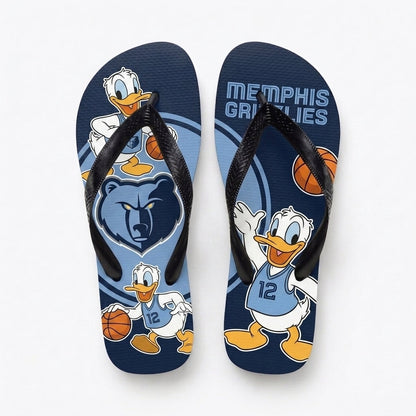 Cartoon Duck Basketball Flip Flops — Sport Fan Sandals | 30 Teams Available