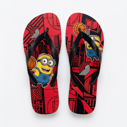 Cartoon Yellow Character Basketball Flip Flops — Sport Fan Sandals | 30 Teams Available - Custom Fan Apparel Image 19