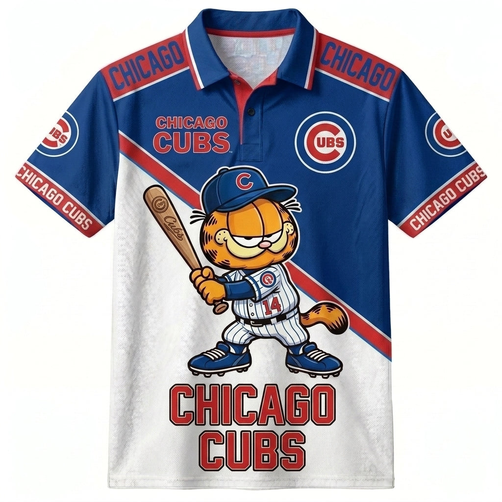30 Team MLB - Baseball Polo Shirt — Team Color Game Day Polo — Cartoon Cat Baseball Inspired Sports Jersey