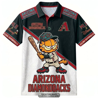 30 Team MLB - Baseball Polo Shirt — Team Color Game Day Polo — Cartoon Cat Baseball Inspired Sports Jersey
