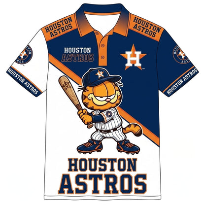 30 Team MLB - Baseball Polo Shirt — Team Color Game Day Polo — Cartoon Cat Baseball Inspired Sports  - Custom Fan Apparel Image 20