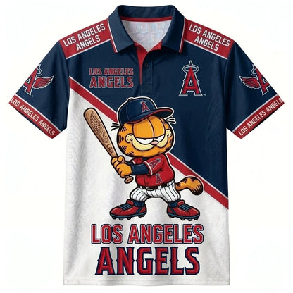 30 Team MLB - Baseball Polo Shirt — Team Color Game Day Polo — Cartoon Cat Baseball Inspired Sports  - Custom Fan Apparel Image 17