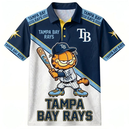 30 Team MLB - Baseball Polo Shirt — Team Color Game Day Polo — Cartoon Cat Baseball Inspired Sports  - Custom Fan Apparel Image 4