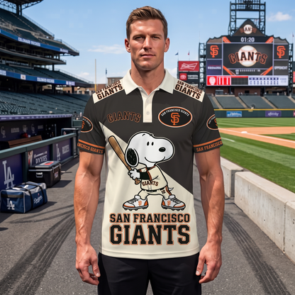 National League — NL Baseball Polo Shirt — Team Color Game Day Polo — Cartoon Dog Baseball Inspired Sports Jersey — Navy Pinstripe Fanwear Shirt