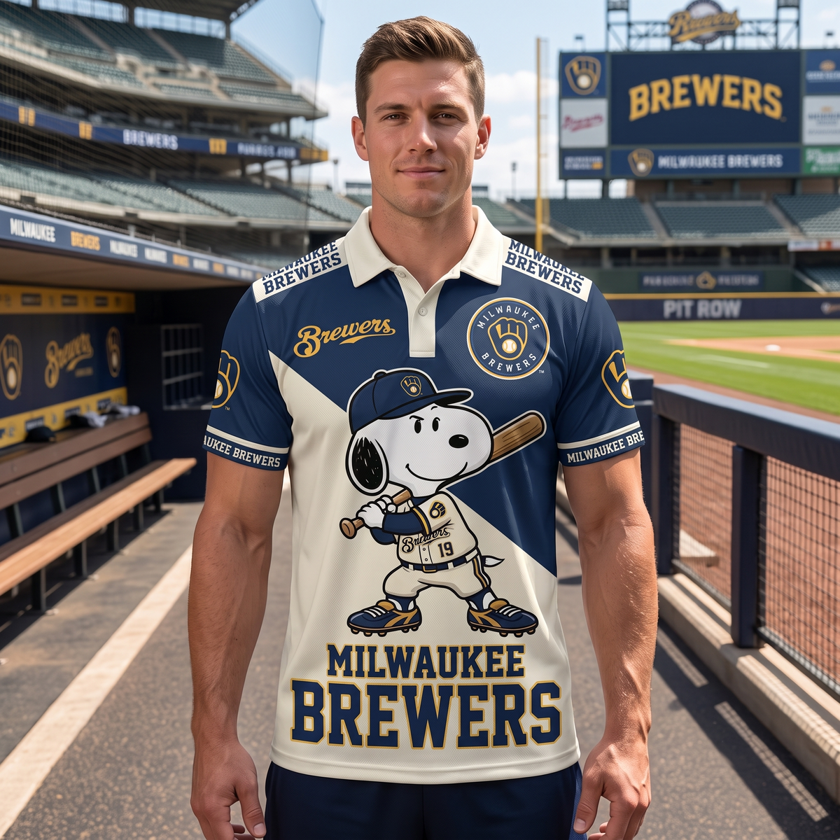 National League — NL Baseball Polo Shirt — Team Color Game Day Polo — Cartoon Dog Baseball Inspired  - Custom Fan Apparel Image 16