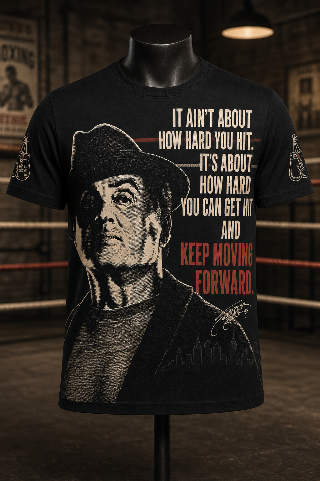 Keep Moving Forward – Vintage Fighter Graphic T-Shirt - Custom Fan Apparel Image 5