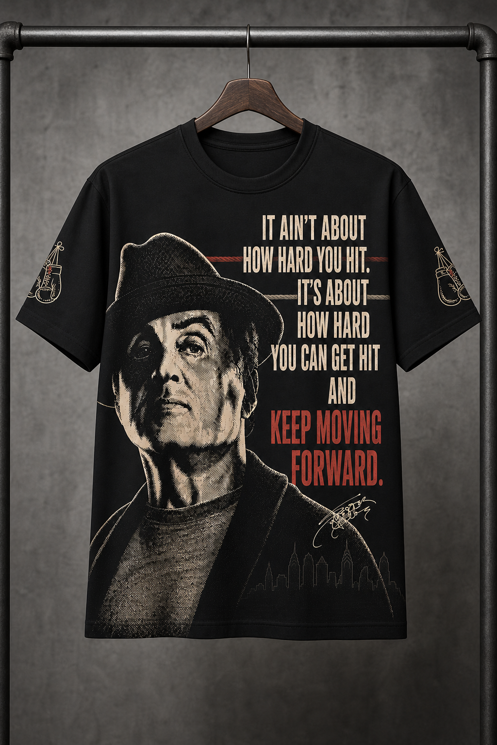 Keep Moving Forward – Vintage Fighter Graphic T-Shirt - Custom Fan Apparel Image 4