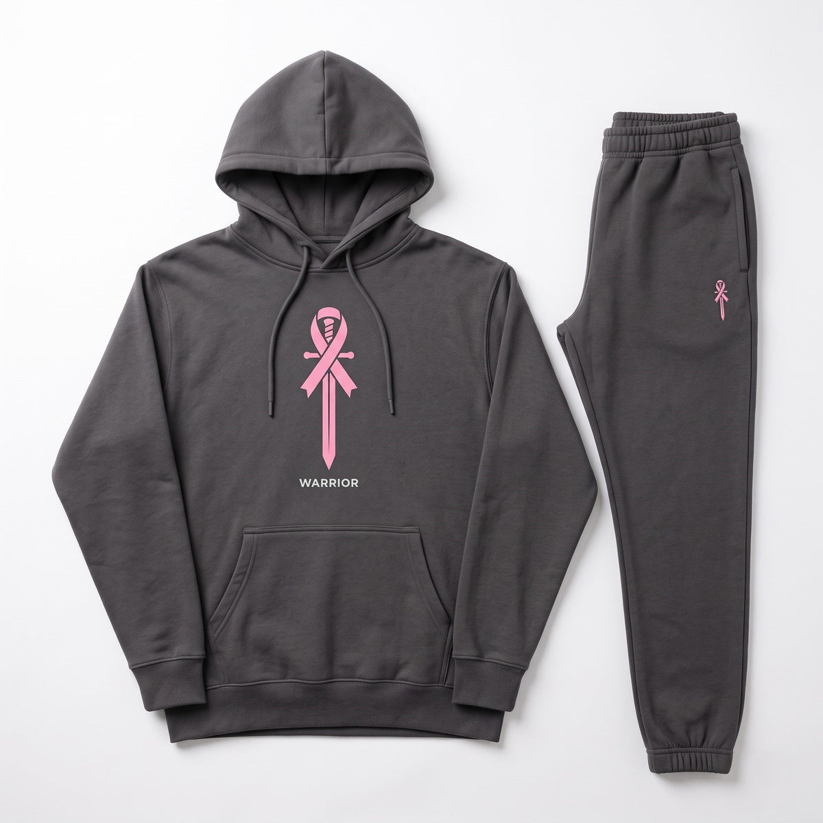 Pink Ribbon Hoodie & Sweatpants Set, Breast Cancer Awareness Tracksuit, Hope Support Outfit Hoodie & Sweatpants Set — 8 Styles