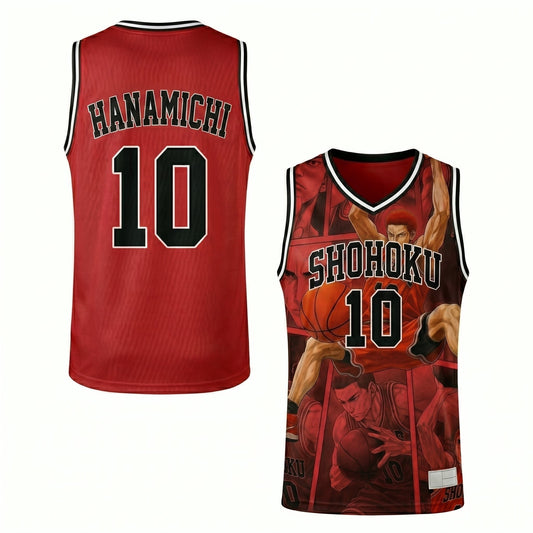 Custom Red Black Authentic Basketball Jersey — Anime Basketball Inspired Sleeveless Jersey — Manga F - Custom Fan Apparel Image 1