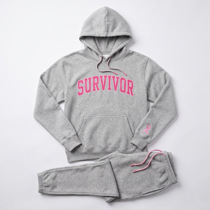 Pink Ribbon Hoodie & Sweatpants Set, Breast Cancer Awareness Tracksuit, Hope Support Outfit Hoodie & Sweatpants Set — 8 Styles