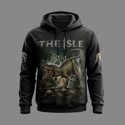The Isle Dinosaur Apparel Collection — T-Rex Jungle Graphic Hoodie, Zip Hoodie, Sweatshirt & T-Shirt