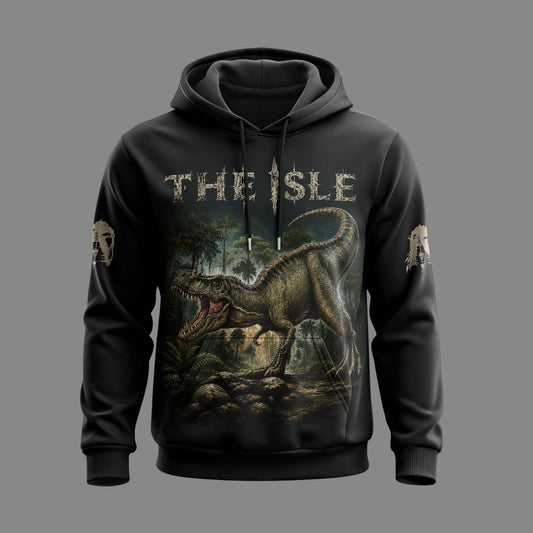The Isle Dinosaur Apparel Collection — T-Rex Jungle Graphic Hoodie, Zip Hoodie, Sweatshirt & T-Shirt