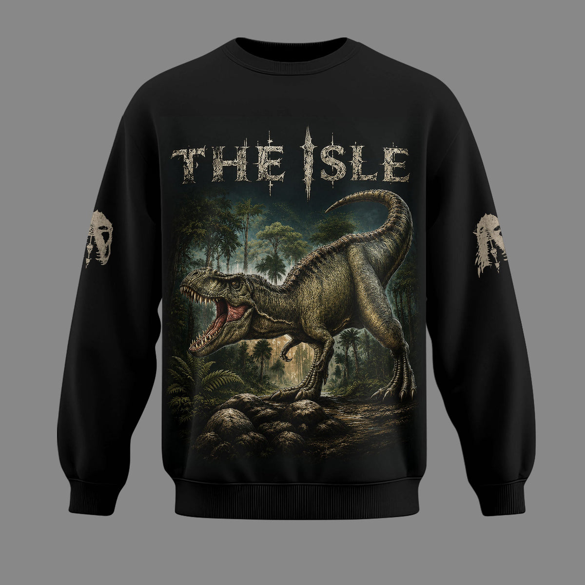 The Isle Dinosaur Apparel Collection — T-Rex Jungle Graphic Hoodie, Zip Hoodie, Sweatshirt & T-Shirt