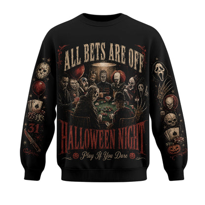 Halloween Night Horror Shirt — Scary Poker Graphic Sweatshirt Hoodie