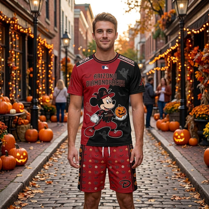 Halloween Baseball Fan T-Shirt And Shorts Set — Cartoon Mouse Sport Outfit | 30 Teams Available
