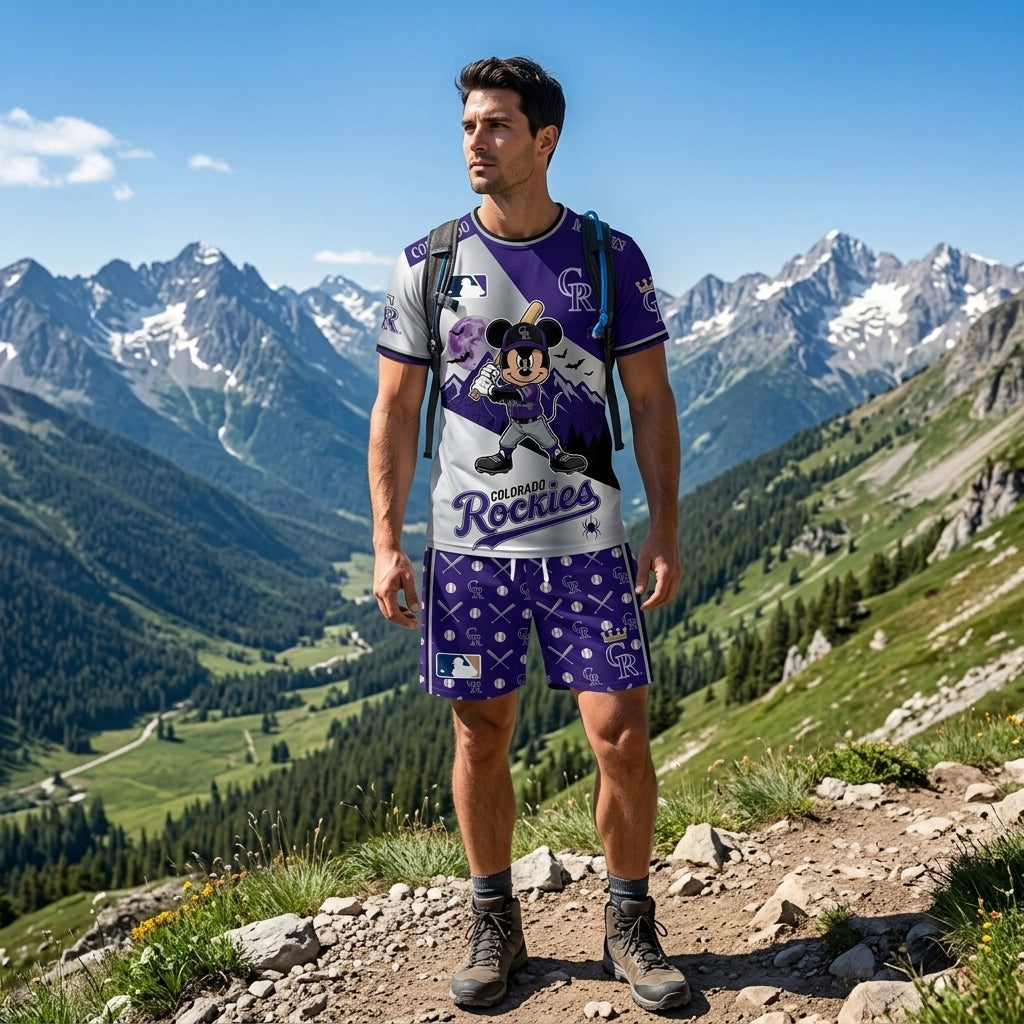Halloween Baseball Fan T-Shirt And Shorts Set — Cartoon Mouse Sport Outfit | 30 Teams Available