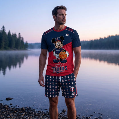 Halloween Baseball Fan T-Shirt And Shorts Set — Cartoon Mouse Sport Outfit | 30 Teams Available