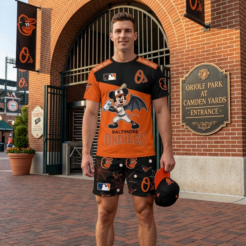 Halloween Baseball Fan T-Shirt And Shorts Set — Cartoon Mouse Sport Outfit | 30 Teams Available - Custom Fan Apparel Image 12
